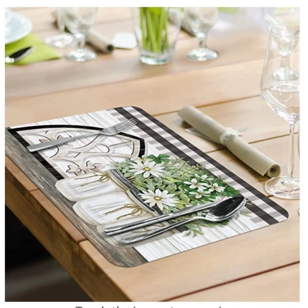 CounterArt Vintage Farmhouse Placemats Reversible Rectangular Placemat Set of 4